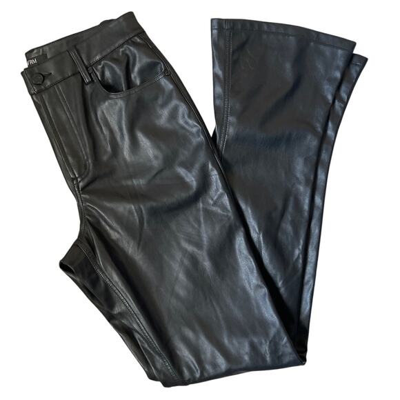 AFRM x REVOLVE Vegan Leather Mini-Flare High-Rise Noir Graysen Pant Size 29 Tall - Picture 9 of 12